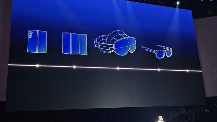 Samsung también se burló de un multipliegue (tríptico) y de unas gafas de realidad mixta/aumentada en el evento Galaxy Unpacked. (Fuente de la imagen: @TechKard)