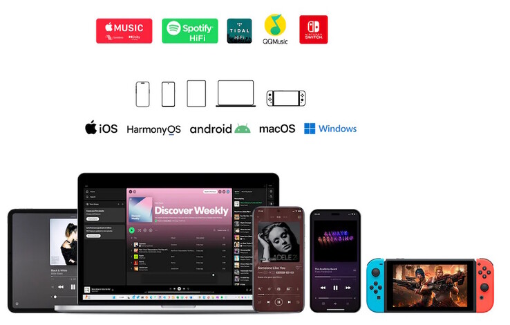 El DAC Questyle M18i es compatible con Apple, Android, HarmonyOS, MacOS, Windows y dispositivos para juegos. (Fuente de la imagen: Questyle)