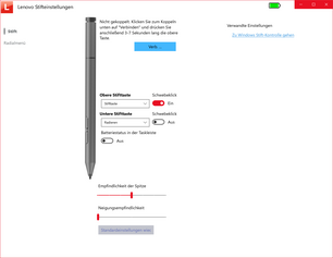 Aplicación de Lenovo para la configuración del lápiz