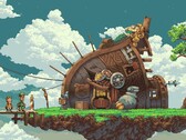 Una imagen que muestra una casa en Owlboy.