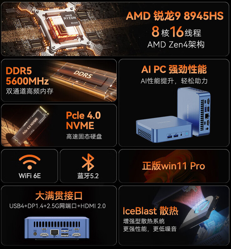 Principales características del mini PC (fuente de la imagen: Jd.com)