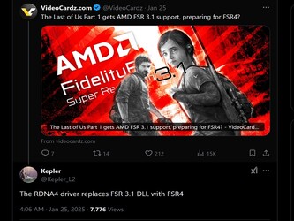 Kepler_L2 AMD FSR 4 X post (Fuente de la imagen: X)