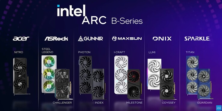 Los distintos socios de a bordo del Intel Arc B580 (Fuente: Intel)