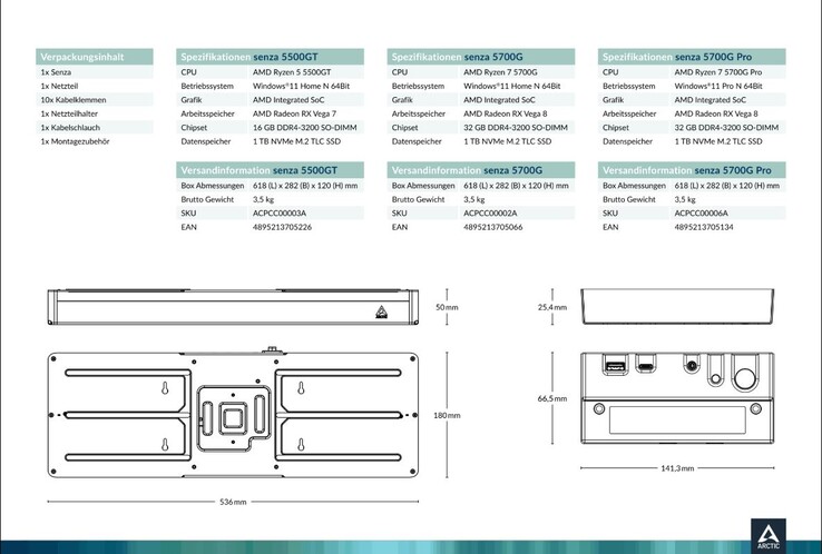 El Arctic Senza tiene un diseño elegante pero se ve frenado por unos componentes internos anticuados. (Fuente de la imagen: Fanlesstech)