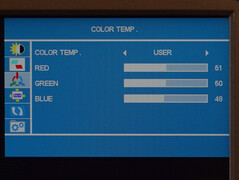 Temperatura de color del menú de visualización