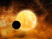 Ilustración de un artista que muestra una estrella y un exoplaneta.