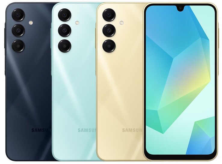 Samsung Galaxy A16 5G en colores azul, negro, dorado y verde claro (Fuente de la imagen: Samsung)