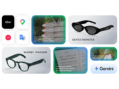 Una imagen promocional de Google muestra la próxima plataforma de gafas inteligentes Android XR con nuevos diseños de gafas de Gentle Monster y Warby Parker, junto con funciones impulsadas por IA como traducción en directo, navegación, reconocimiento de música, búsqueda visual y aplicación de manos libres