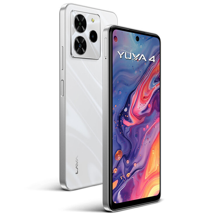 El Lava Yuva 4 en un colorway blanco brillante (fuente de la imagen: GSMArena)