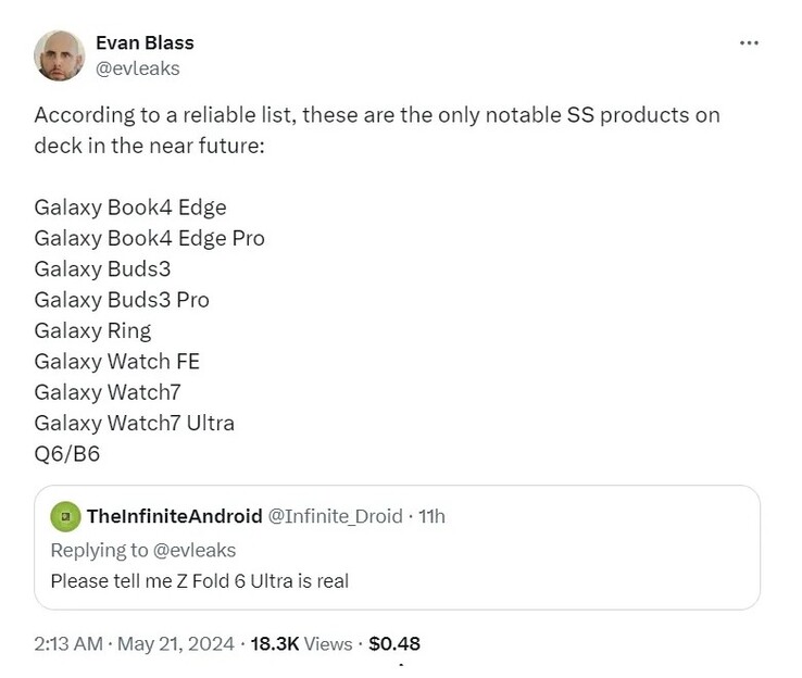 Según el filtrador Evan Blass, el Samsung Galaxy Watch7 Ultra está "confirmado".