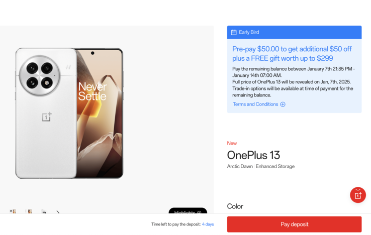 La oferta anticipada del OnePlus 13. (Fuente de la imagen: OnePlus)