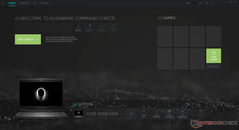 Pantalla de inicio de Alienware Command Center