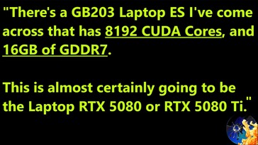 Se filtran las especificaciones del portátil RTX 5080. (Fuente de la imagen: Moore's Law Is Dead)