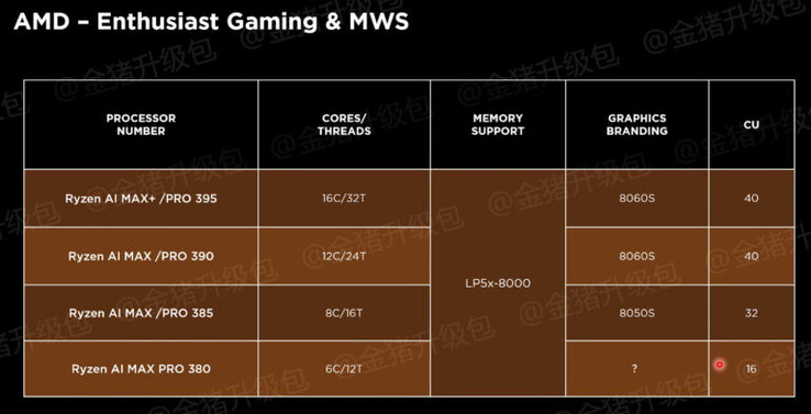 Especificaciones filtradas de la APU AMD Strix Halo (Fuente de la imagen: Golden Pig Upgrade)