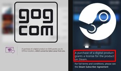 GOG tiene la respuesta más acorde a la nueva revelación de licencias de Valve. (Fuente de la imagen: Valve / GOG - editado)