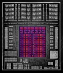 Ilustración de Ryzen AI Max+ 395, GPU resaltada en rojo (fuente: AMD)