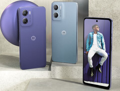 Motorola describe los colores del Moto E15 como Denim Blue, Misty Blue y Fresh Lavender. (Fuente de la imagen: Motorola)