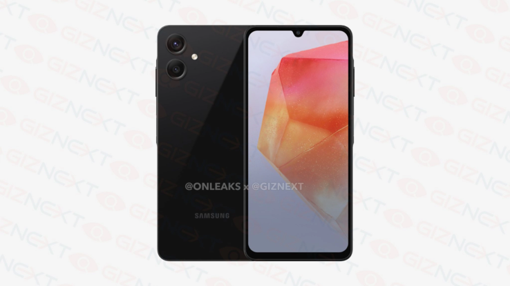 Los renders de Galaxy A06 también muestran la muesca en forma de lágrima y la cámara de doble lente. (Fuente: @OnLeaks x GizNext)