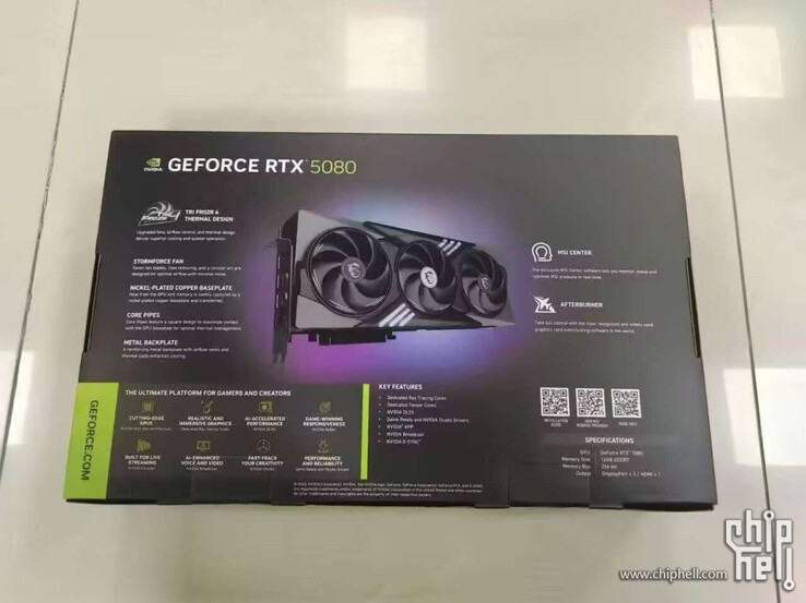 Especificaciones de Nvidia GeForce RTX 5080 (fuente de la imagen: Chiphell)