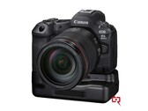 El render filtrado de la Canon EOS R5 Mark II, que muestra la empuñadura de refrigeración activa (Fuente: Canon Rumors)