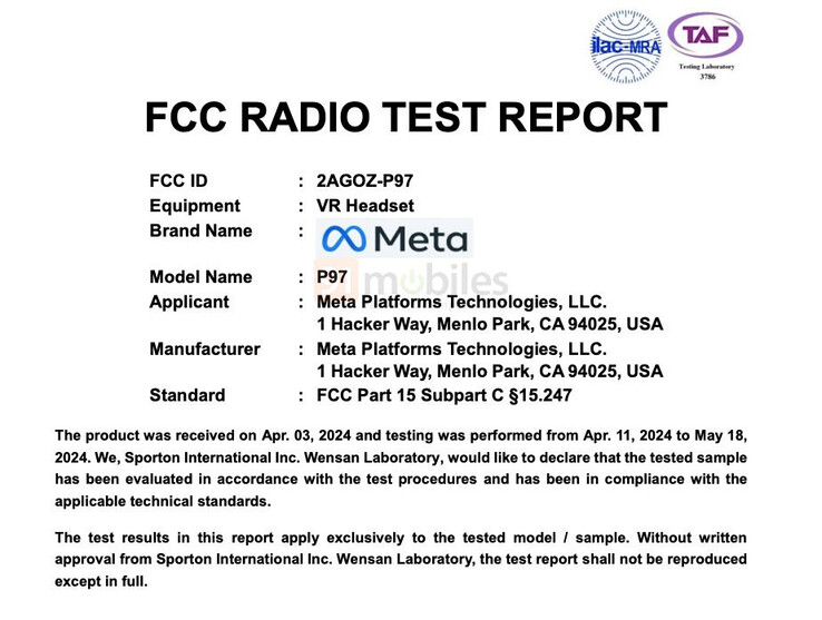 Listado de la FCC del casco de realidad virtual (Fuente de la imagen: 91mobiles)