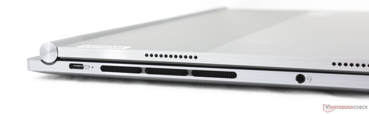 Izquierda (sólo modo portátil Windows): USB-C 4.0 + Thunderbolt 4 con DisplayPort y Power Delivery, auriculares de 3,5 mm