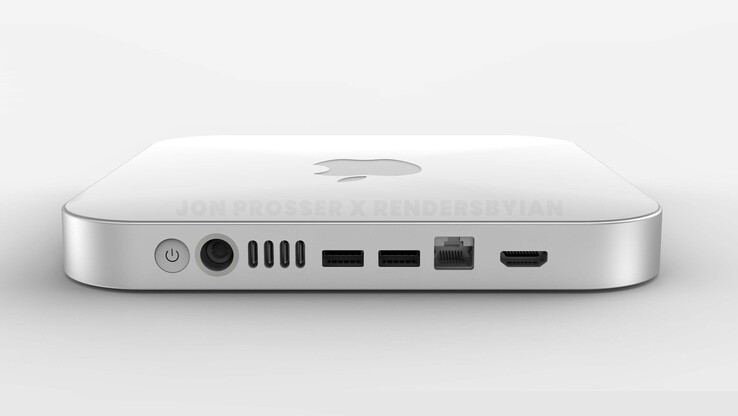 Imágenes de render de fecha tan temprana como 2021 que muestran el supuesto rediseño del Mac mini. (Fuente de la imagen: Jon Prosser)