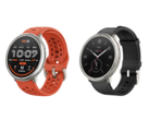 Reloj inteligente Amazfit Active 2 en silicona deportiva roja (izquierda) y piel negra (derecha), con un precio de 99,99 y 129,99 dólares respectivamente. (Fuente de la imagen: Amazfit)