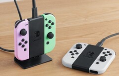 El soporte de carga Joy-Con se puede utilizar en vertical o apoyado sobre una mesa. (Fuente de la imagen: Nintendo)