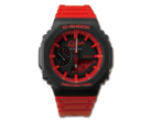 El logotipo de la carpa en el reloj Casio G-Shock x Hiroshima Toyo Carp collab va acompañado de índices y acentos rojos sobre un fondo negro. (fuente de la imagen: Great G-Shock World)