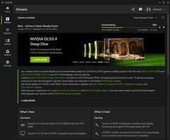 Descarga del controlador Nvidia GeForce Game Ready Driver 572.16 a través de la aplicación Nvidia (Fuente de la imagen: Propia)