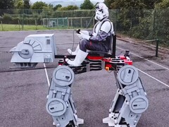 El YouTuber e ingeniero James Bruton ha construido un AT-AT montable de Star Wars utilizando principalmente componentes impresos en 3D. (Fuente de la imagen: YouTube / James Bruton)