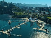 Una imagen que muestra una ciudad futurista en Anno 2205.