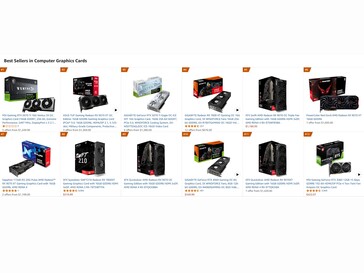 GPU más vendidas en Amazon US (Fuente de la imagen: Captura de pantalla, Amazon US)