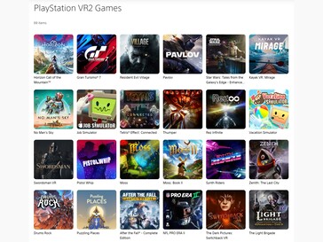 Línea de juegos de Sony PSVR 2 (Fuente de la imagen: PlayStation Store)